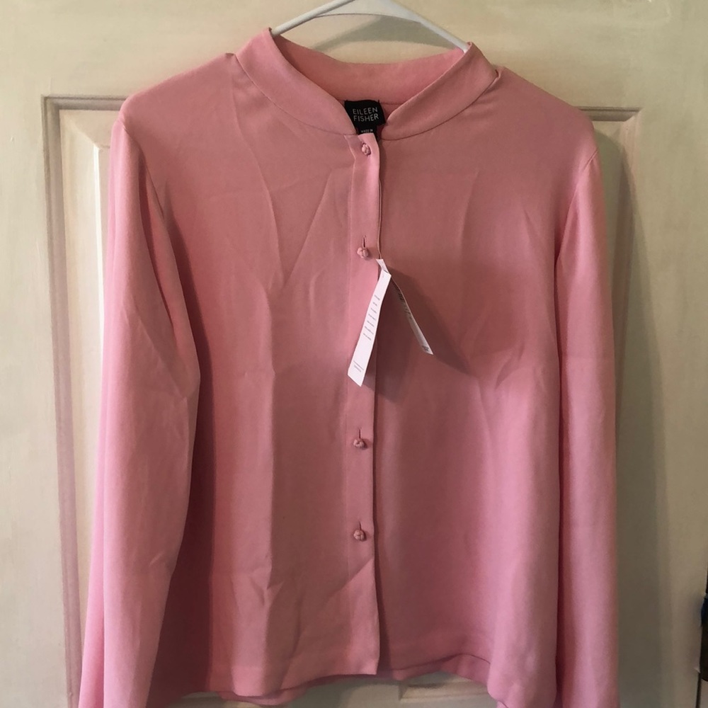 Eileen Fisher pink silk georgette jacket NWT $218